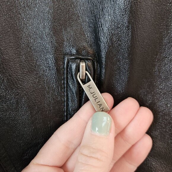 Wilsons Leather Jacket Black M. Julian Bomber Jacket Blue Stripe Men's L - Picture 6 of 10